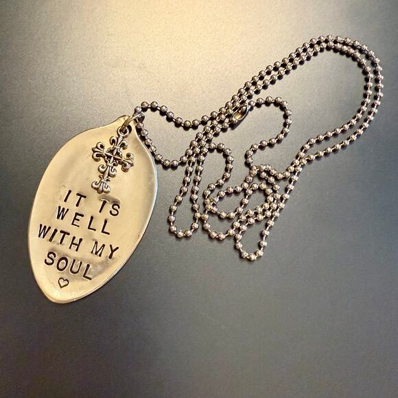 Artisan Vintage Silver Plated Spoon Cross Pendant - Picture 4 of 8